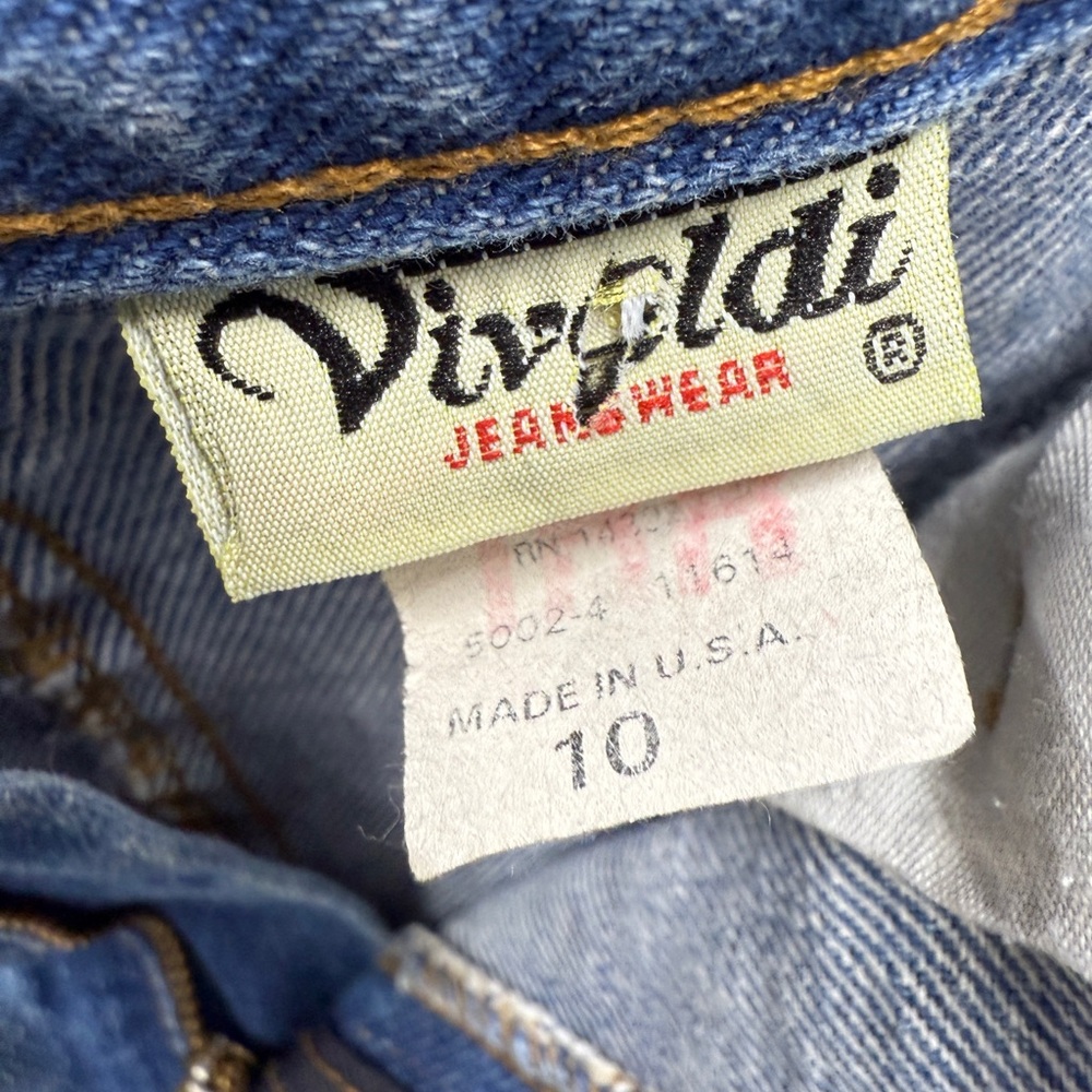 Vintage Denim Midi Skirt Pleated Front with Pockets Sz 10 - Picture 4 of 5